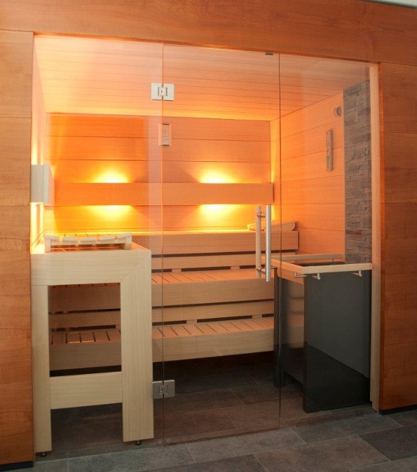 Sauna mit Furnierplatten